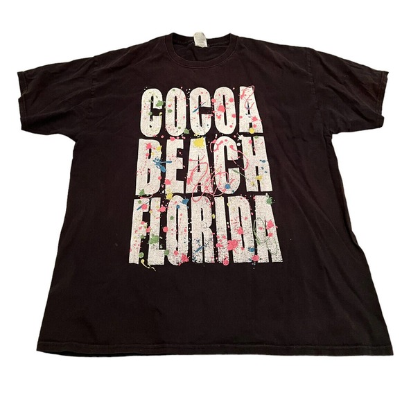 Vintage Cocoa Beach Florida T-Shirt X Large XL Made in USA Paint Splatter 1980’s - Picture 1 of 7